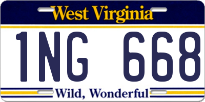 WV license plate 1NG668