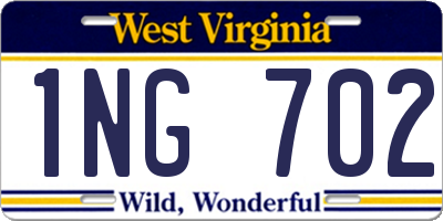 WV license plate 1NG702