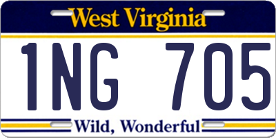 WV license plate 1NG705