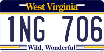 WV license plate 1NG706