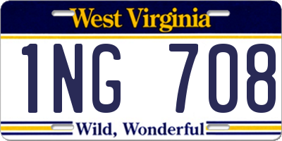 WV license plate 1NG708