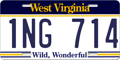 WV license plate 1NG714