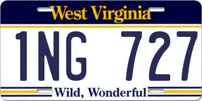 WV license plate 1NG727