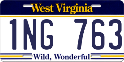 WV license plate 1NG763