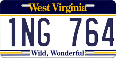 WV license plate 1NG764