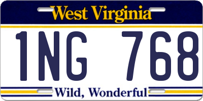 WV license plate 1NG768