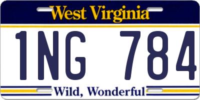 WV license plate 1NG784