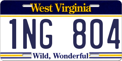 WV license plate 1NG804