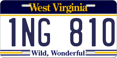 WV license plate 1NG810