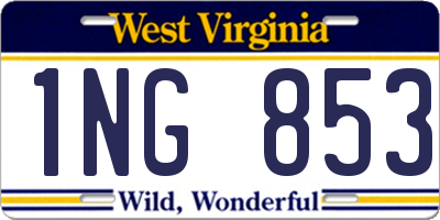 WV license plate 1NG853