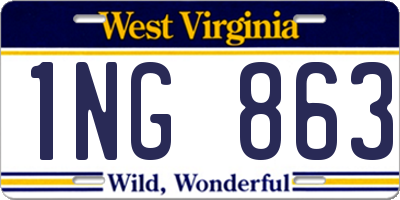 WV license plate 1NG863