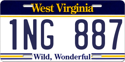 WV license plate 1NG887