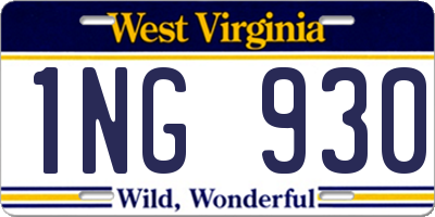 WV license plate 1NG930