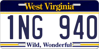 WV license plate 1NG940