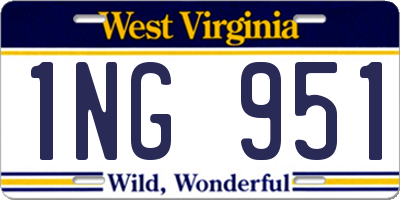 WV license plate 1NG951