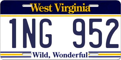 WV license plate 1NG952
