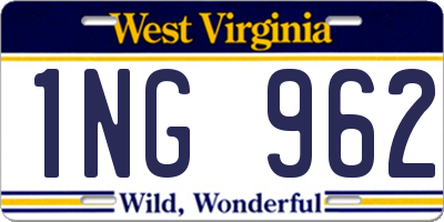 WV license plate 1NG962