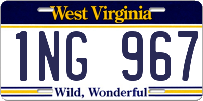WV license plate 1NG967