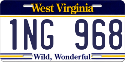 WV license plate 1NG968