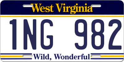WV license plate 1NG982