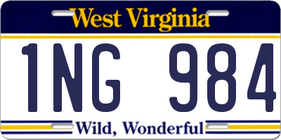 WV license plate 1NG984
