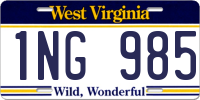 WV license plate 1NG985