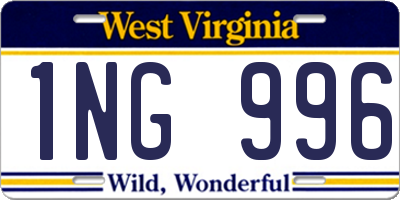 WV license plate 1NG996