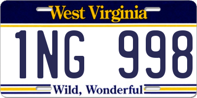 WV license plate 1NG998