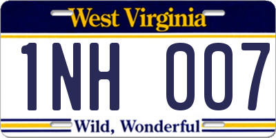 WV license plate 1NH007
