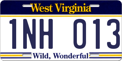 WV license plate 1NH013