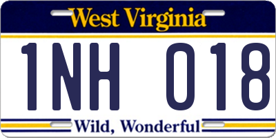 WV license plate 1NH018