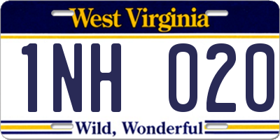 WV license plate 1NH020