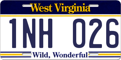 WV license plate 1NH026