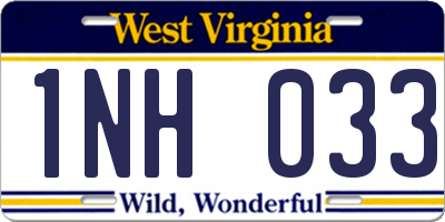 WV license plate 1NH033