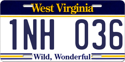 WV license plate 1NH036