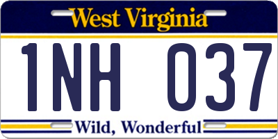 WV license plate 1NH037