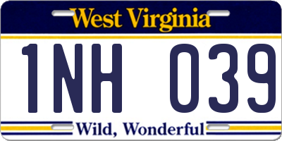 WV license plate 1NH039