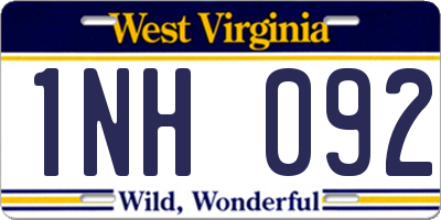 WV license plate 1NH092