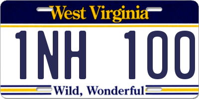 WV license plate 1NH100
