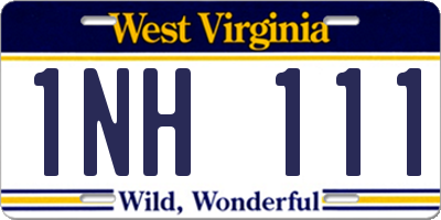 WV license plate 1NH111