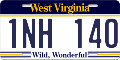 WV license plate 1NH140