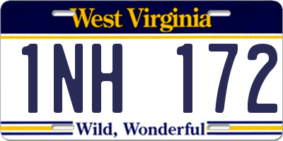 WV license plate 1NH172