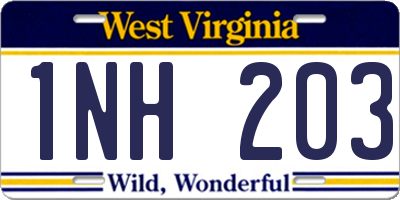 WV license plate 1NH203
