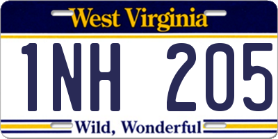 WV license plate 1NH205