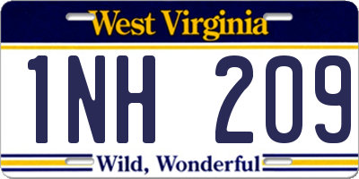 WV license plate 1NH209
