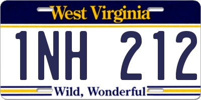 WV license plate 1NH212