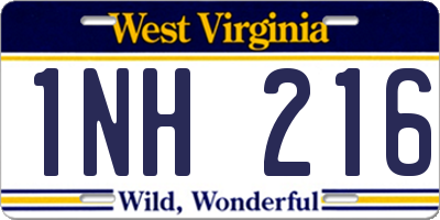 WV license plate 1NH216