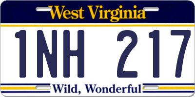 WV license plate 1NH217
