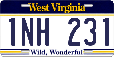 WV license plate 1NH231