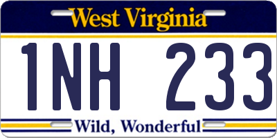 WV license plate 1NH233